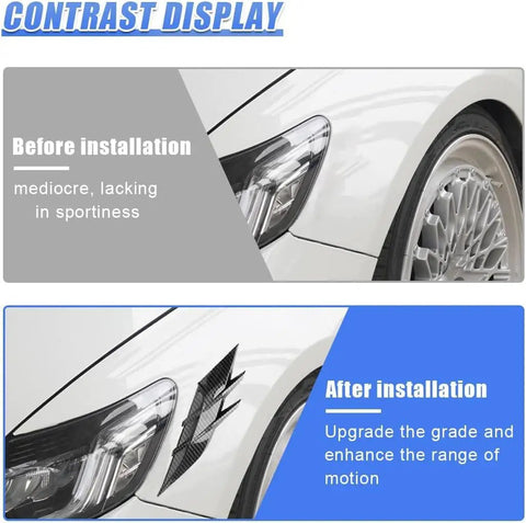 Premium Hella Sleek Side Spoiler Trims For Tesla Cybertruck 2024 Ride before and after installation comparison on vehicle.