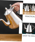 Premium Stainless Steel Long Spout Pour Over Kettle With Cool Touch Grip pouring tea, sleek design, easy to hold handle.