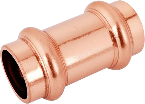 Lead Free Copper Press Fittings Kit Three Quarter Inch With Tee Elbow And Coupling Set For No Sweat Leak Free Easy Install In Home Or Jobsite Copper Pipe Systems Press Compatible showing a copper coupling