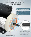 Beefy 0.75 HP General Purpose Single Phase Electric Motor TEFC 56C Frame showing high hardness shaft and bearing details