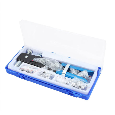 Ultimate Rivet Nut Riveter Kit With Premium Aluminum Steel Handle And 86 Pieces Mandrels For Super Easy Install And Heavy Duty Metal Works That Are Totally Sick To Use, open case