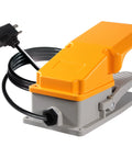 Foot Pedal Switch With Aluminum Housing and Protective Guard, 15A SPDT Momentary NO NC, 5 Ft Cord, 3 Prong Piggyback Plug, Great for Router, Drill Press, and Workshop Vacuum, Hands Free Power On Off Control, orange pedal with cord