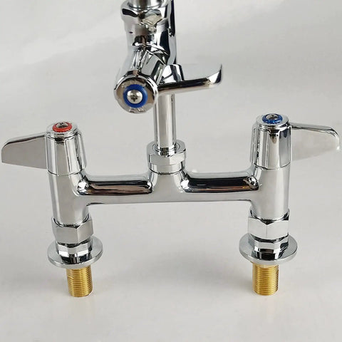 Heavy Duty 7 Inch Deck Mount Commercial Faucet With Sprayer And Pull Down Hose Single Pedestal Restaurant Pre Rinse Faucet