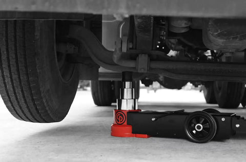 Heavy Duty Air Hydraulic Jack 50 Ton Capacity Low Profile Build For Trucks And Buses Featuring Quick Rise Piston Hard Chrome Coating Built Tough For Daily Shop Grind