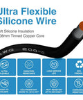 Top Shelf 8 Gauge Silicone Wire Black 100 Foot Ultra Flexible Stranded Tinned Copper Cable for heat resistance and soldering.