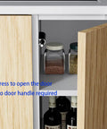 Real Deal Touch To Open Cabinet Hardware, Heavy Duty Spring Loaded Magnetic Door Catches, Handle Free Cupboard Latches, Smooth Glide Buffer Set For Pantries And Doors, showing handle-free cabinet opening.