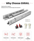 21 Inch Undermount Drawer Slides Set With Soft Close Full Extension showing rails, brackets, screws, and locking devices.
