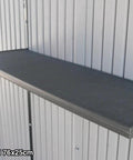 Shelf inside Built Tough Outdoor Storage Shed 7 x 4.5 Ft With Steel Reinforced Construction, Maintenance Free Double Wall HDPE