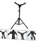 Adjustable Snare Drum Stand With Practice Pad Mount Alloy Build designed for stability, featuring foldable legs for easy setup.