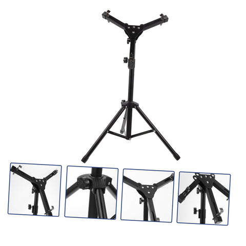 Knockout Adjustable Portable Drum Rack And Dope Heavy Duty Practice Pad Stand With Solid Alloy Snare Support For Top Shelf Live Gear And Smooth Home Beat Making Sessions In Matte Black, adjustable height, alloy material.