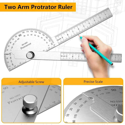 Digital Angle Finder Protractor Ruler With Straight Shot Zero To One Eighty Degree Range And Four Inch Tape for carpentry layouts.