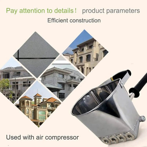 Heavy Duty Straight Shooter Pneumatic Mortar And Plaster Sprayer Gun for Walls and Ceilings, air compressor compatibility, aluminum design.