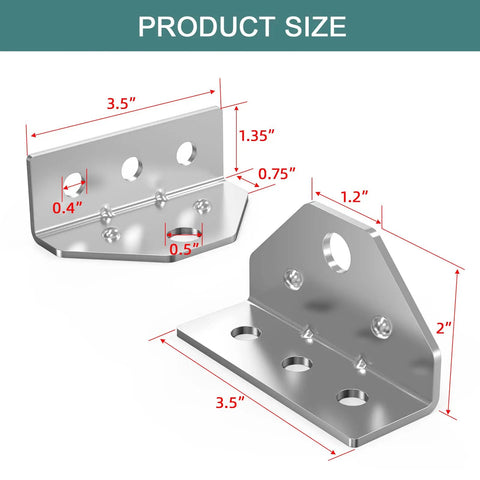 8 Pack Heavy Duty Swivel Top Angle Brackets For Boat Trailers Built Like A Tank Rock Solid Marine Deck Mount Drop Dead Durable Three Millimeter Steel hardware dimensions shown.