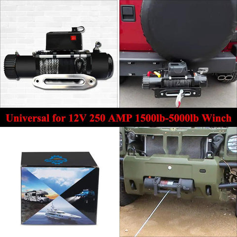 12V 250A Winch Solenoid Relay Contactor Kit With Wireless Remote Control And Six Protective Caps Universal For Trucks Jeeps ATVs SUVs 2000 To 5000 Pounds Winch Off Road Ready