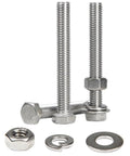 Heavy Duty 1/4-20 Hex Head Bolts Kit With Nuts Flat Washers And Spring Lock Washers Fully Threaded Stainless Steel 304 Bright Finish