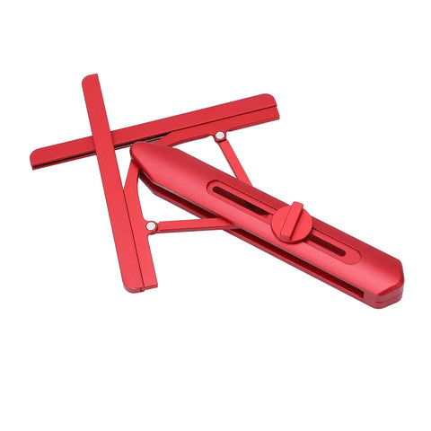 No Sweat Miter Saw Angle Duplicator Professional Grade Foldable Angle Finder Protractor with red aluminum body for precise angle measurement.
