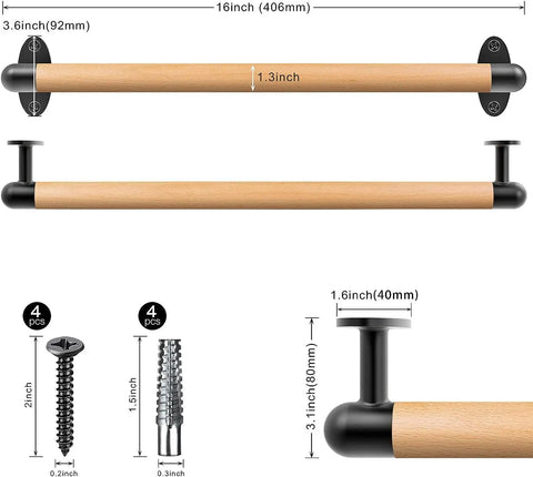 Sturdy Real Wood Handrail Designed For Indoor Stairs With Factory Attached Metal Brackets Bearing Three Hundred Pounds No Sweat Wall Mount Setup and installation details.