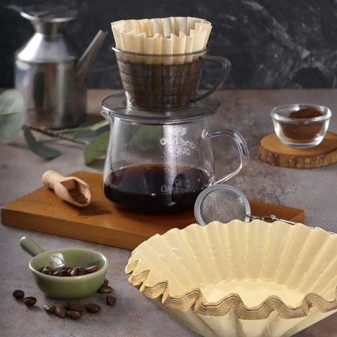 Extra Large Coffee Filters For 12 To 16 Cup Makers For Commercial Or Home Brewers, Mega Wide 9.75 Inch Basket with coffee setup