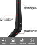 Beefy 20 Pack 12 Inch Heavy Duty Black Iron Metal Floating Shelf Brackets L Corner Brace Support and J Joint Angles with features shown