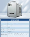 Heavy Duty Compact Six Liter Water Chiller For Laser Engraving Machines, CW-5200 model, 0.58 HP with digital display.