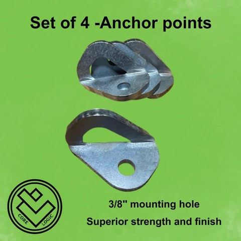 Heavy Duty Tie Down Anchors Set Of Four For Weld Or Bolt Installation on green background