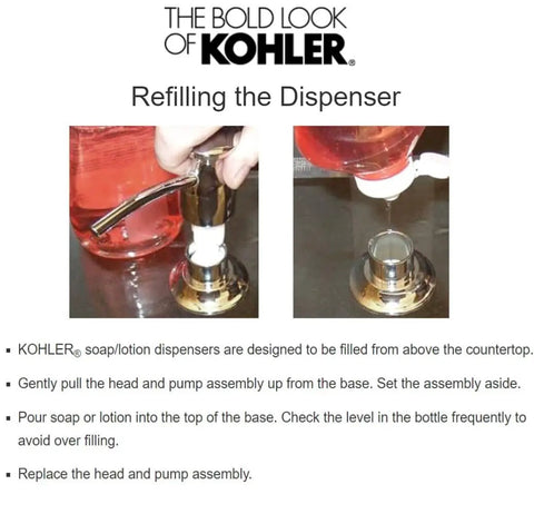 Soap And Lotion Dispenser Bottle Replacement Fits Three Quarters Inch Bottles And Dispenser Models 1893 1894 1895 7346 Genuine Part instructions