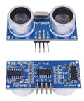 Two Pack Ultrasonic Distance Sensor Module Kit With Dual Mounting Brackets For Raspberry Pi And Arduino Uno R3 Mega 2560 Nano Smart Robotics Projects, 40 KHz Ping Sensor For Precise Distance Measurement, front and back view.