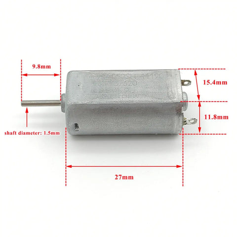 Mini 050 DC Motor 15mm Micro Electric Motor With Precious Metal Brush Runs On 3V 5V 6V Or 9V Great For Budget Friendly Tiny Robotics And RC Projects Smooth Performance One Piece showing dimensions