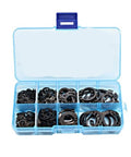 All-In-One 200-Piece M6-M20 Internal And External Retaining Circlips C-Clip Washers Snap Rings Carbon Steel Assortment Kit