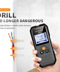 Wall Scanner And Stud Finder With Bright LCD Display For Quick Hit The Spot Accuracy Auto Calibration Straight Shooter Design No Guesswork Setup For Locking Down Drywall Pipes Joists And Cabinet Mounting in hand detecting electrical wires.