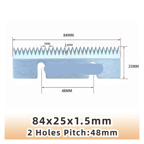 Heavy Duty Serrated Carton Sealer Blades Built Tough For Rock Solid Sharpness On Semi Automatic Packing Machines, 84x25x1.5mm.
