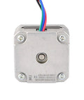 Front view of NEMA 17 short-body bipolar stepper motor with four wires and aluminum housing