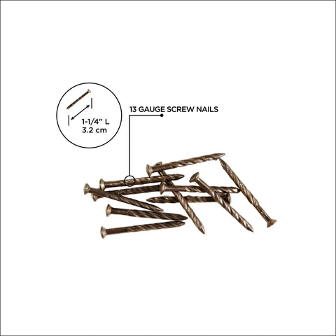 Heavy Duty Carbon Steel Screw Nails With Sleek Pewter Finish For Securing Aluminum Floor Transition Strips On Wood Subfloors Easy Drive And Bulletproof Hold One Pound Pack, 13 gauge, 1-1/4 inch length.