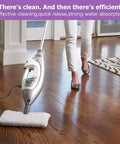 Person using a steam mop with Six Pack Replacement Steam Mop Pads For Shark Steam Pocket Mops Compatible With S3500 Series And More