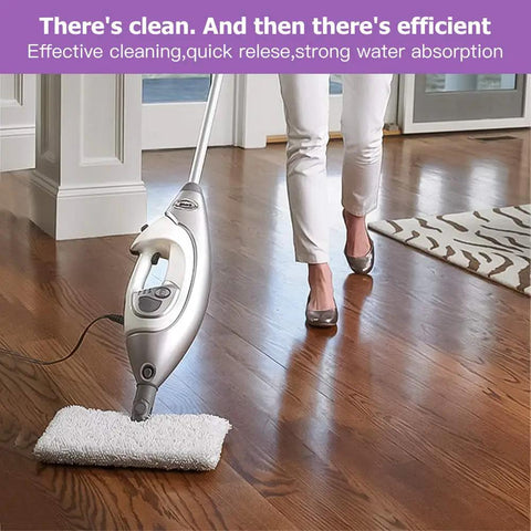Person using a steam mop with Six Pack Replacement Steam Mop Pads For Shark Steam Pocket Mops Compatible With S3500 Series And More