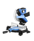 Belt Drive 2600W Miter Saw Cuts Wood And Aluminum Profiles Like Butter, blue and black, 255mm blade, precision cutting design.