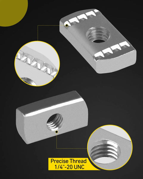 No Spring 1/4-20 Strut Channel Nuts, 8mm Thickened Zinc Plated Grade 5 Steel For Stronger Support In Strut Channel Systems, Great For DIY Projects, Commercial Installs, And Heavy Duty Strut Work