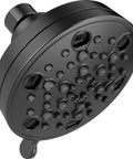 Close-up of Matte Black H2Okinetic PowerDrench Shower Head With 5 Settings For Full Coverage Drenching Rainfall Spray