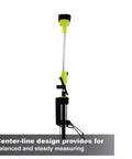 Side view of DigiRoller Plus III 12.5 Inch Electronic Distance Measuring Wheel with extended handle and center-line design.
