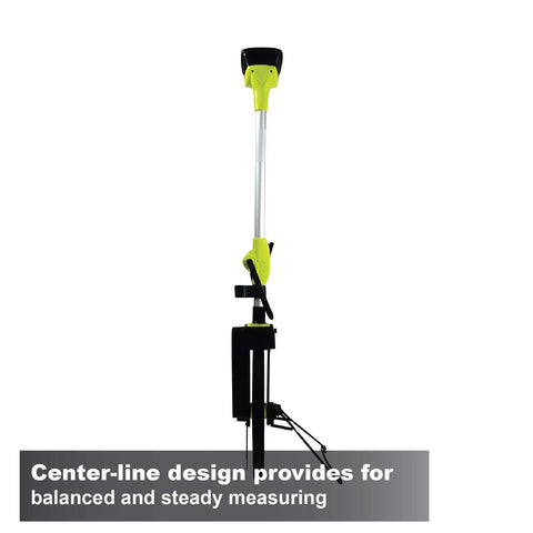 Side view of DigiRoller Plus III 12.5 Inch Electronic Distance Measuring Wheel with extended handle and center-line design.