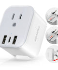 All In One Universal EU Travel Plug Adapter With Foldable Travel Ready Design And 3 USB Ports 1 USB C Port And 1 AC Outlet US To Europe Charger