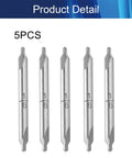 Rock Solid 5 Piece Combined Center Drill Set With Countersink Bits For Lathe, 1/8 inch shank, HSS 6542 steel drill bits.