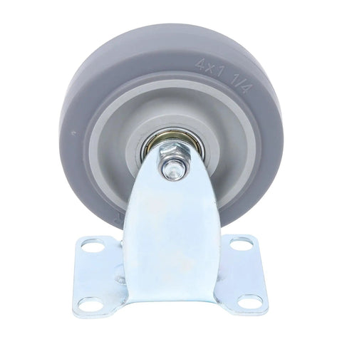 Set Of Four 4 Inch Grey Polyurethane Caster Wheels With Dual Bearings Heavy Duty Cart Casters Rated 1600 Lbs grey wheel with metal mount.