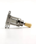 3 Way Toggle Guitar Switch With Cream Tip For Les Paul Style Guitars Easy Soldering Pre Tin Nickel Plated Durable Build Fits Epiphone And Narrow Body Les Pauls No Fuss Quick Swaps For Semi Hollow And Solid Body Electric Guitars, side view