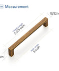 Dimensions of 10 Pack Solid 5 Inch Square Cabinet Handles Antique Brass Pulls For Kitchen Cabinets And Drawers with measurements labeled