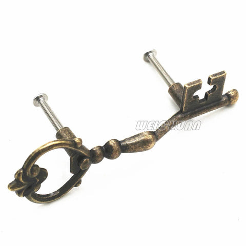 Antique Zinc Alloy Bronze Key Shape Cabinet Knobs Pulls Set with screws for kitchen cabinets, dresser, wardrobe furniture doors