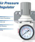 Air pressure regulator with 0–150 psi gauge, 1/4 in NPT, AR2000-02 compact unit