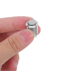 20 Pack Self Locking Push Button Switch Kit No Frills With Metal Button Panel Mount Ignition Starter For Auto And Industrial Use Heatproof Electrical Control Replacement Safe Durable Easy To Wire, silver metal button held by hand