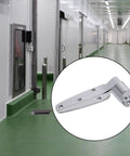 Heavy Duty Freezer Door Hinge With Smooth Swing Brushed Finish For Commercial Cold Storage And Barn Walk In Coolers, close-up view in facility.