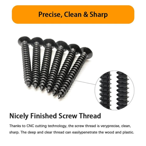 Close-up image of DIY Wood Screws Set M3 M4 M5 With Drywall Anchors Kit, showcasing the precise thread of carbon steel screws.